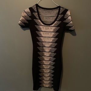 French connection bodycon black and white dress